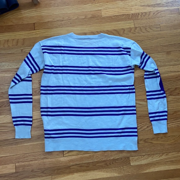J.Crew Striped Elbow Patch Merino Wool Sweater - Picture 4 of 5